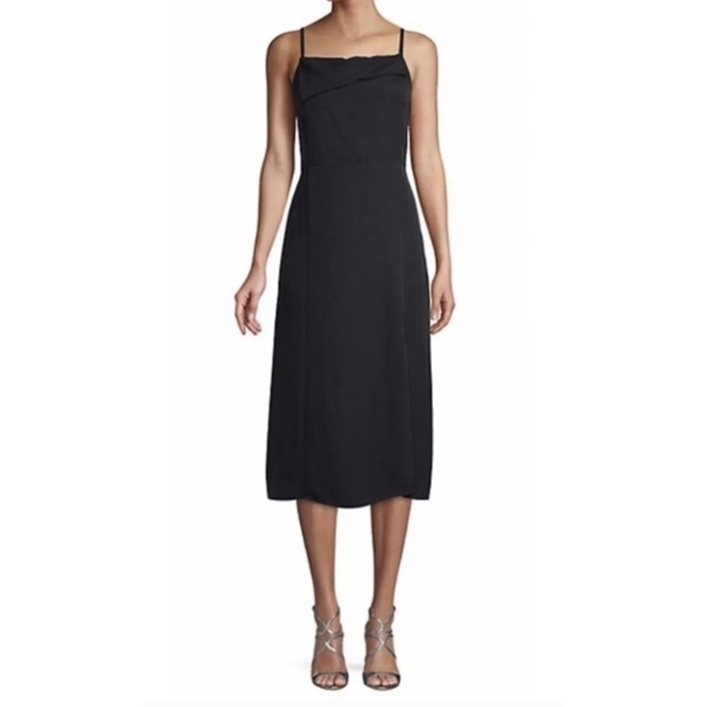 Vince Twist Front Midi Strap Dress Black Size 8